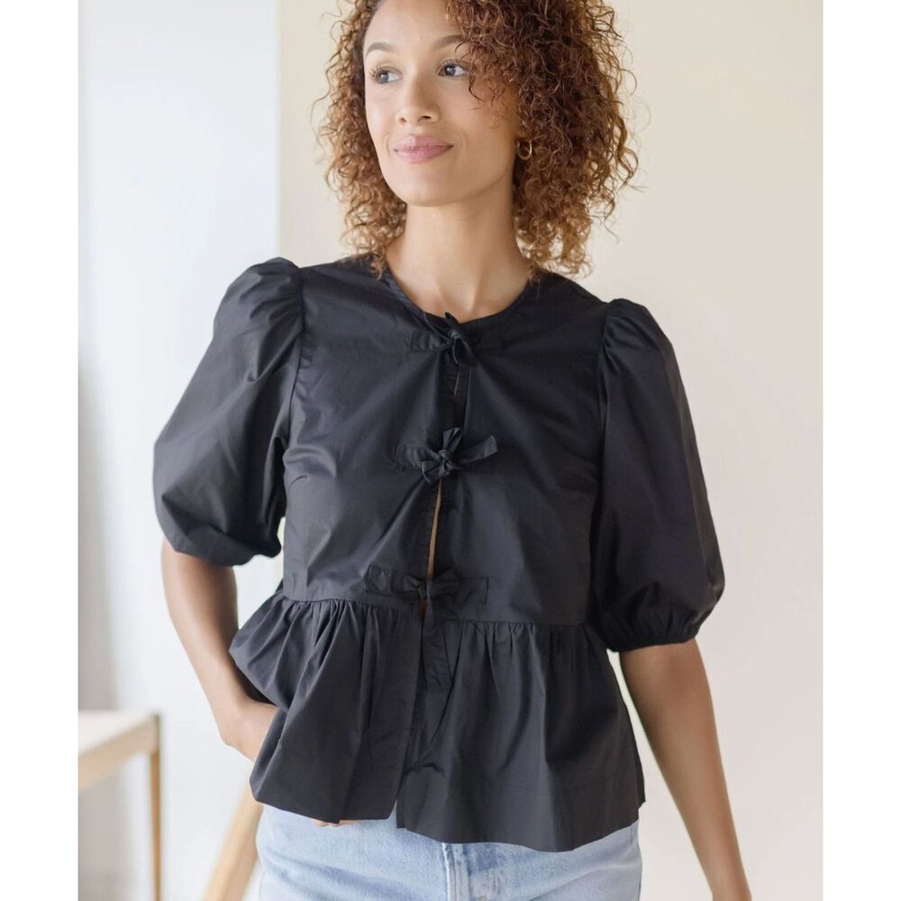 Papermoon Peplum Blouse in Black